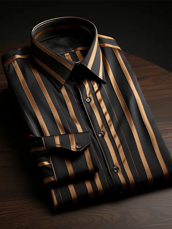 Camisa rayas estampado ejecutivo de manga larga para hombre