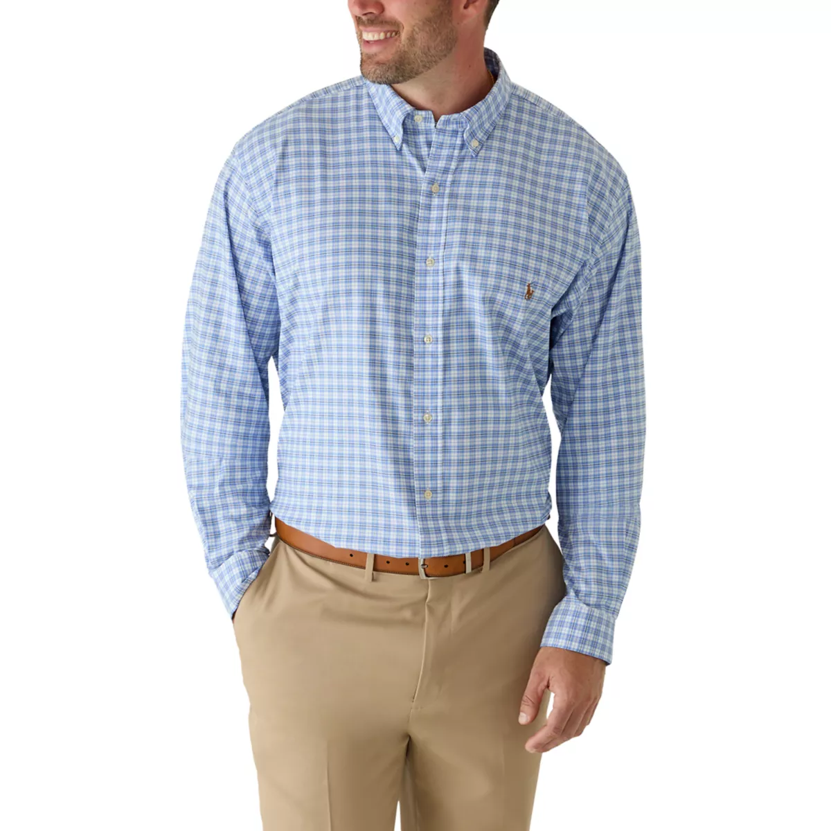 Big & Tall Plaid Performance Oxford Shirt - 2