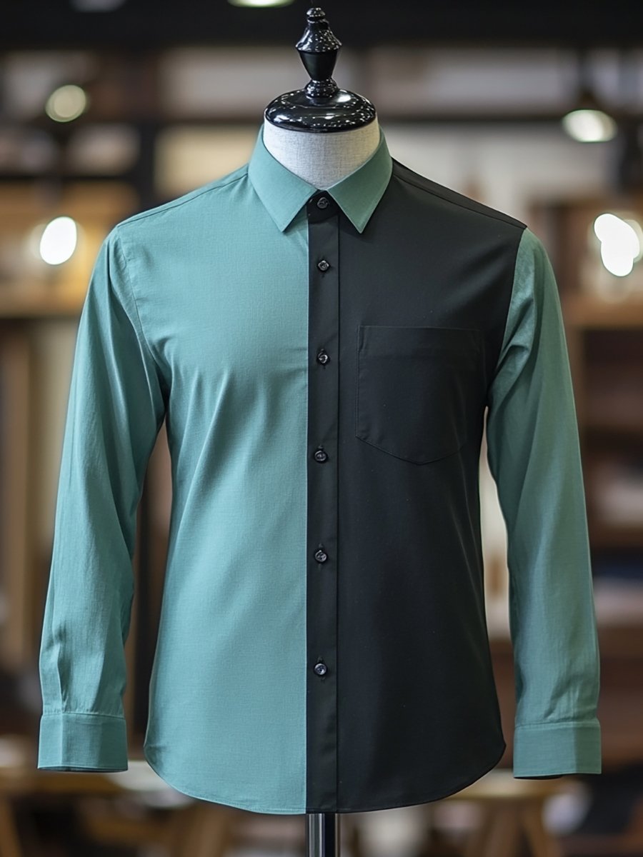 Camisa para exterior casual Contrast Color de manga larga para hombre