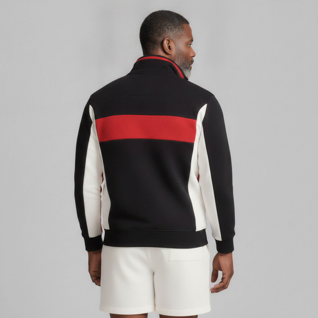 Sudadera de moda Colorblock Stand Collar Half Placket Pullover para hombre