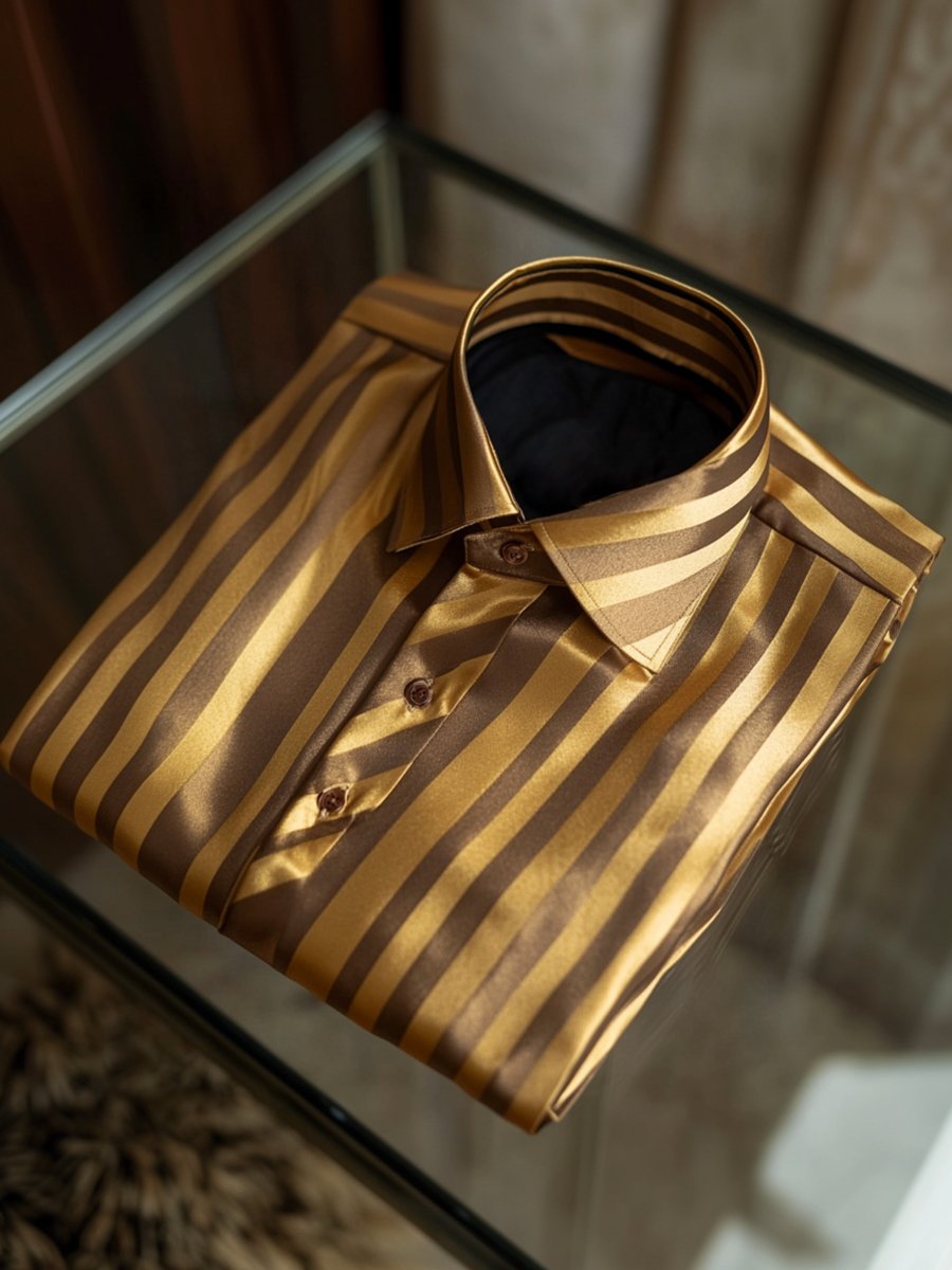 Camisa seda rayas de lujo ejecutivo de manga larga para hombre