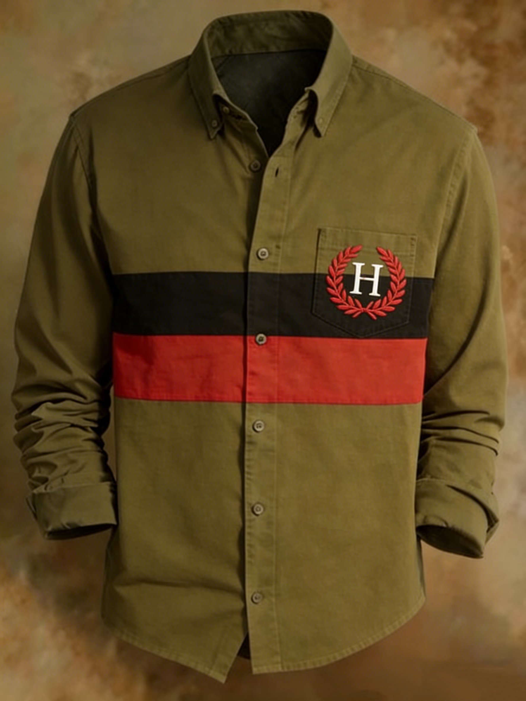 Camisa retro a rayas diseño estampado ejecutivo para hombre