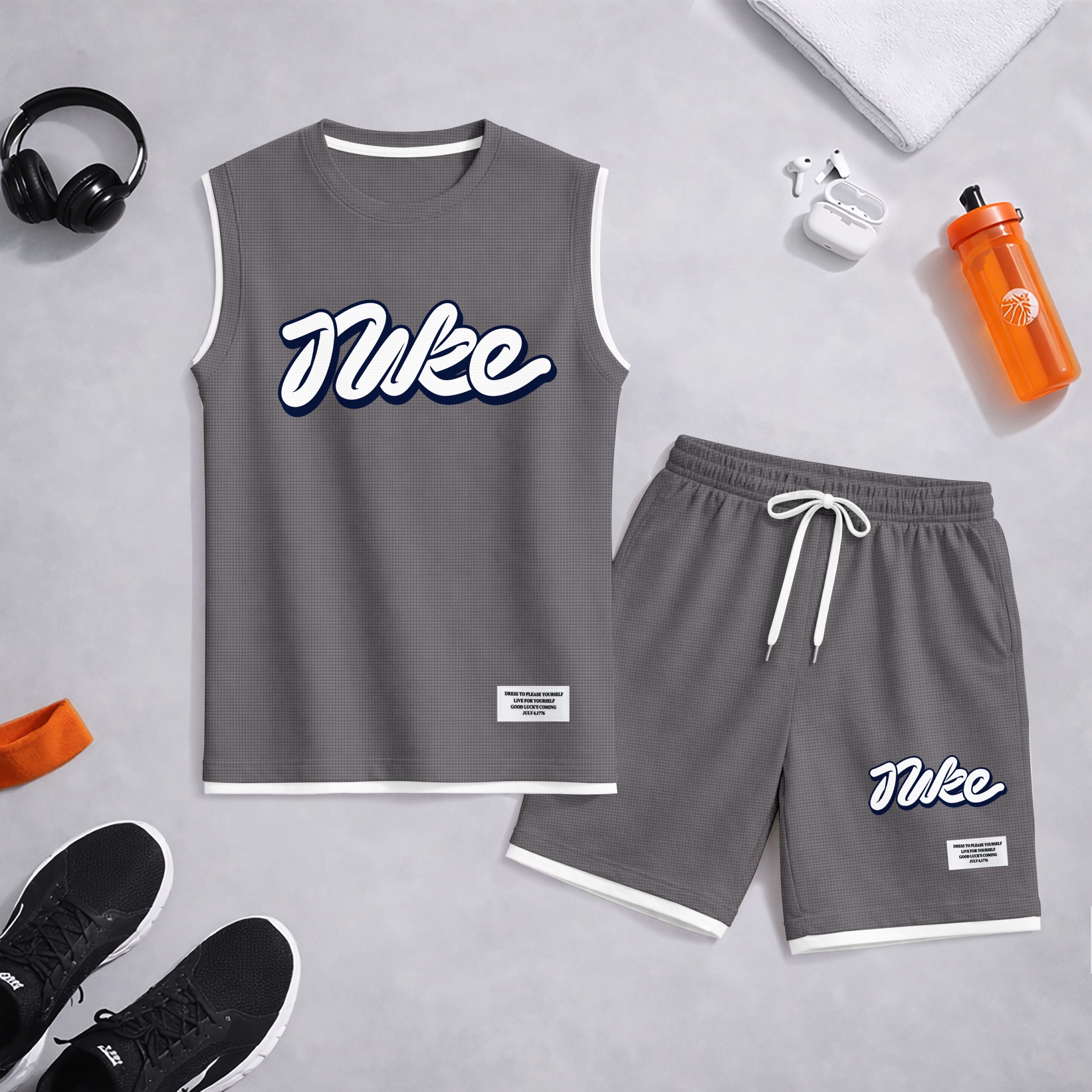 Shorts Graphic Letter Summer Set Sleeveless Tank Top & Matching Outfit, Lightweight casual Streetwear Athletic Set for Everyday & Holiday para hombre