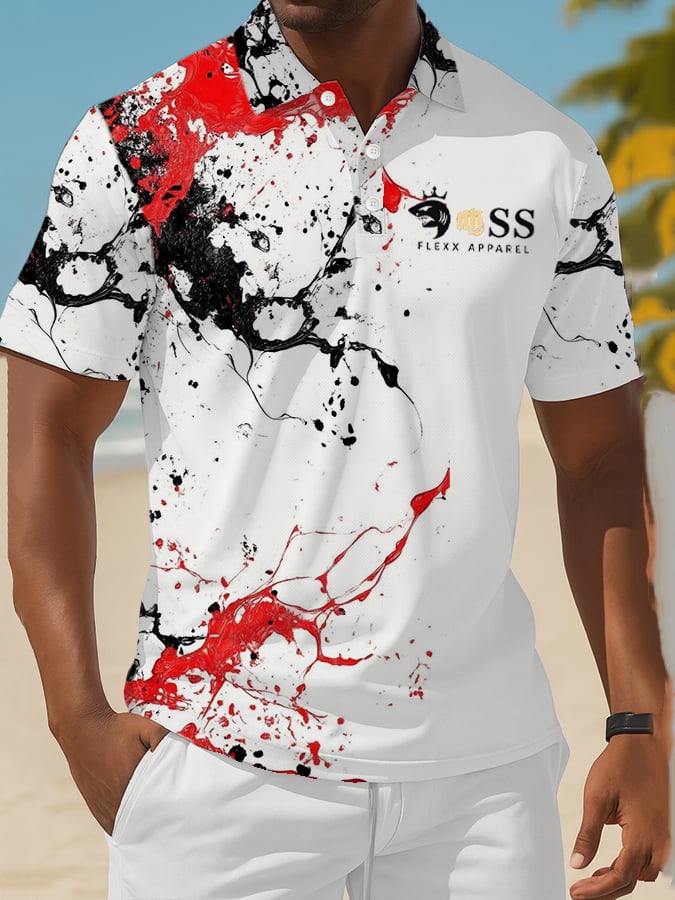 Camisa polo clásico ejecutivo Old Money Button de manga corta para hombre