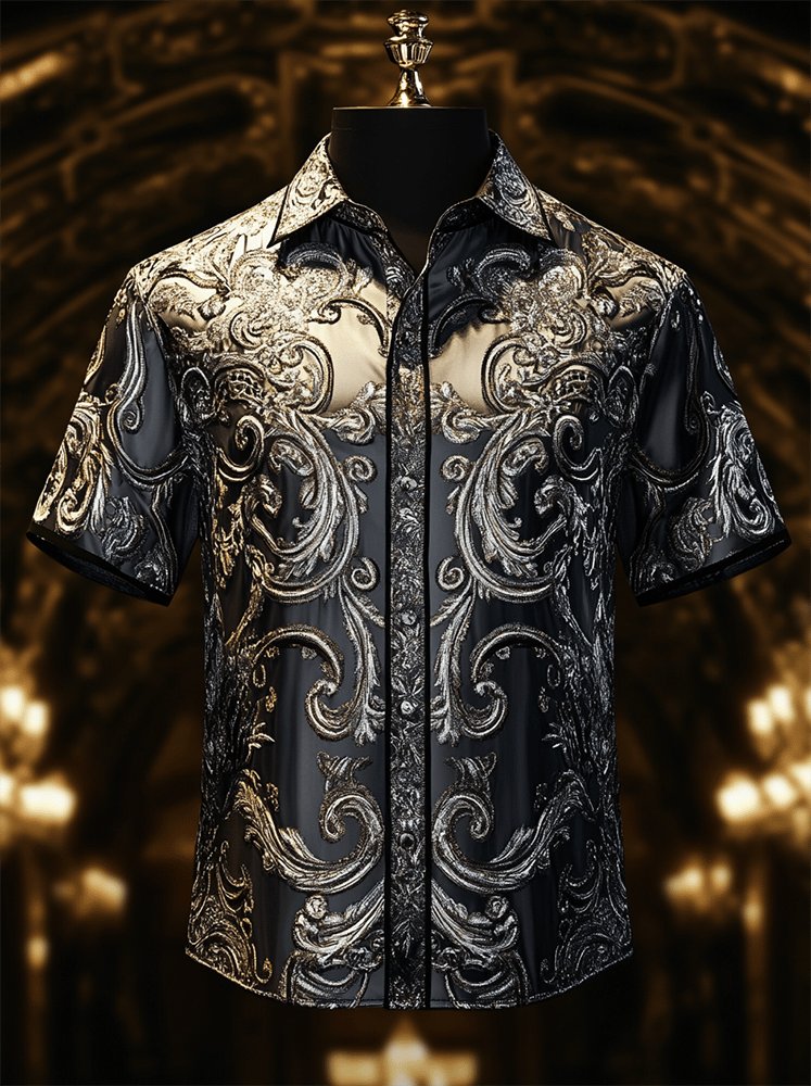 Camisa satén Luxe de manga corta para hombre