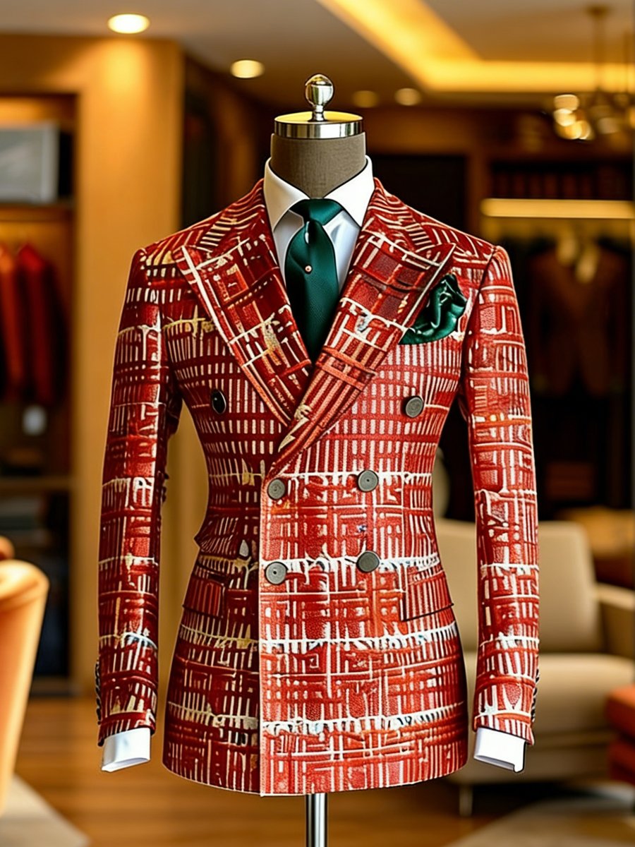 Chaqueta de lujo geométrico estampado solapa Suit para hombre
