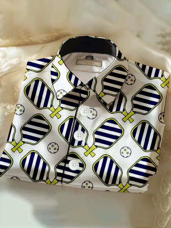 Camisa casual Pickleball estampado de manga corta
