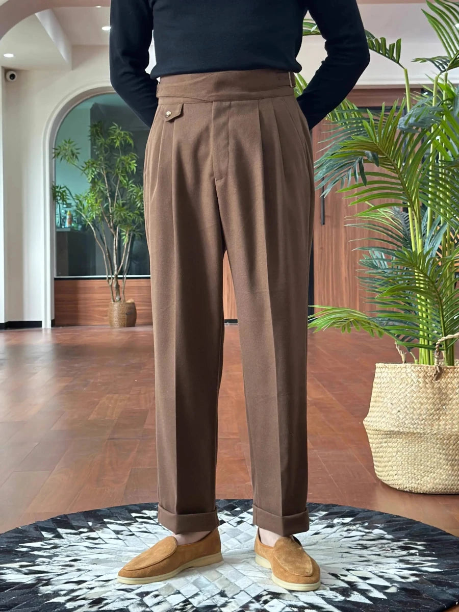 British high-waist old money trousers