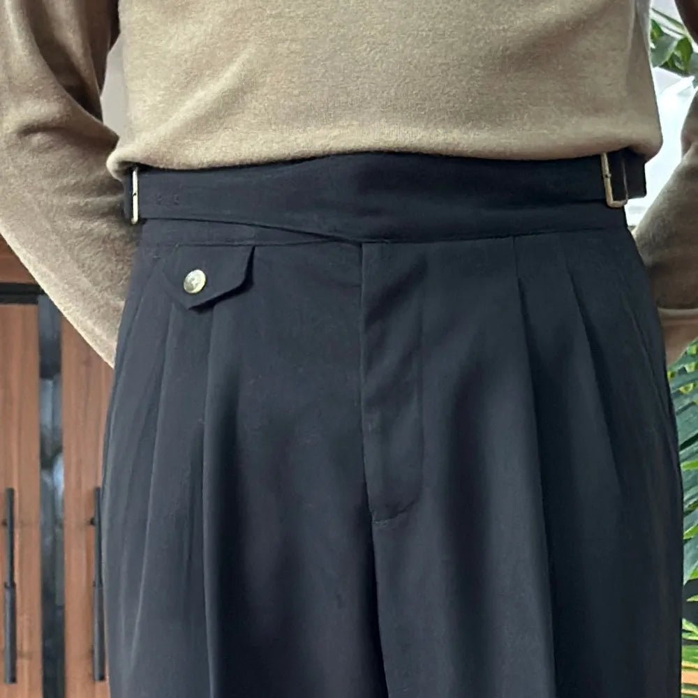 British high-waist old money trousers