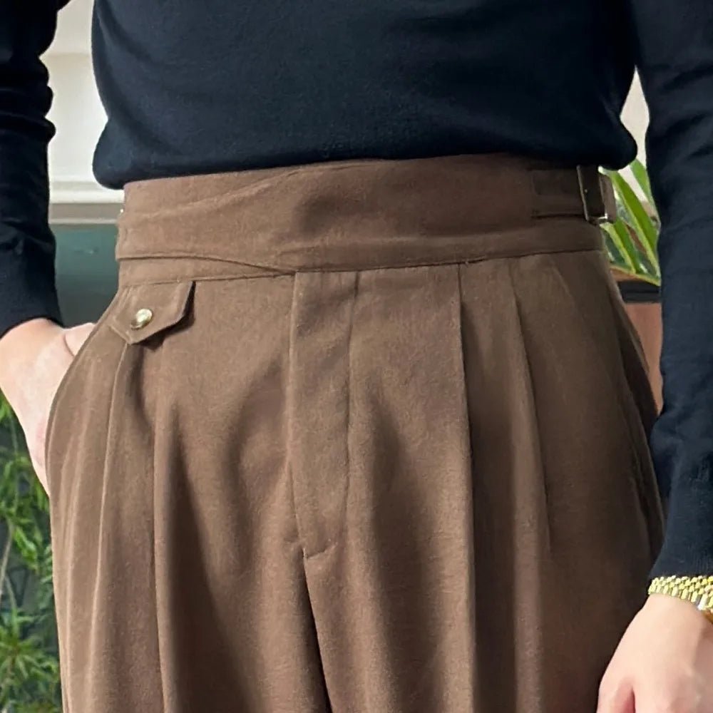 British high-waist old money trousers