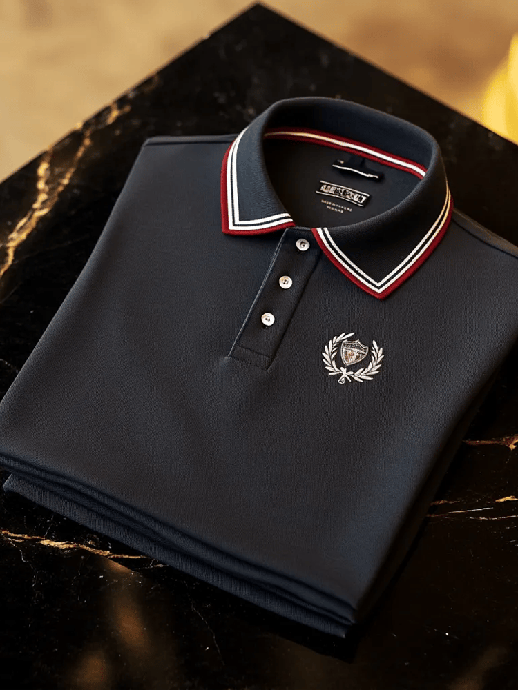 Camisa polo vintage ejecutivo de manga larga para hombre