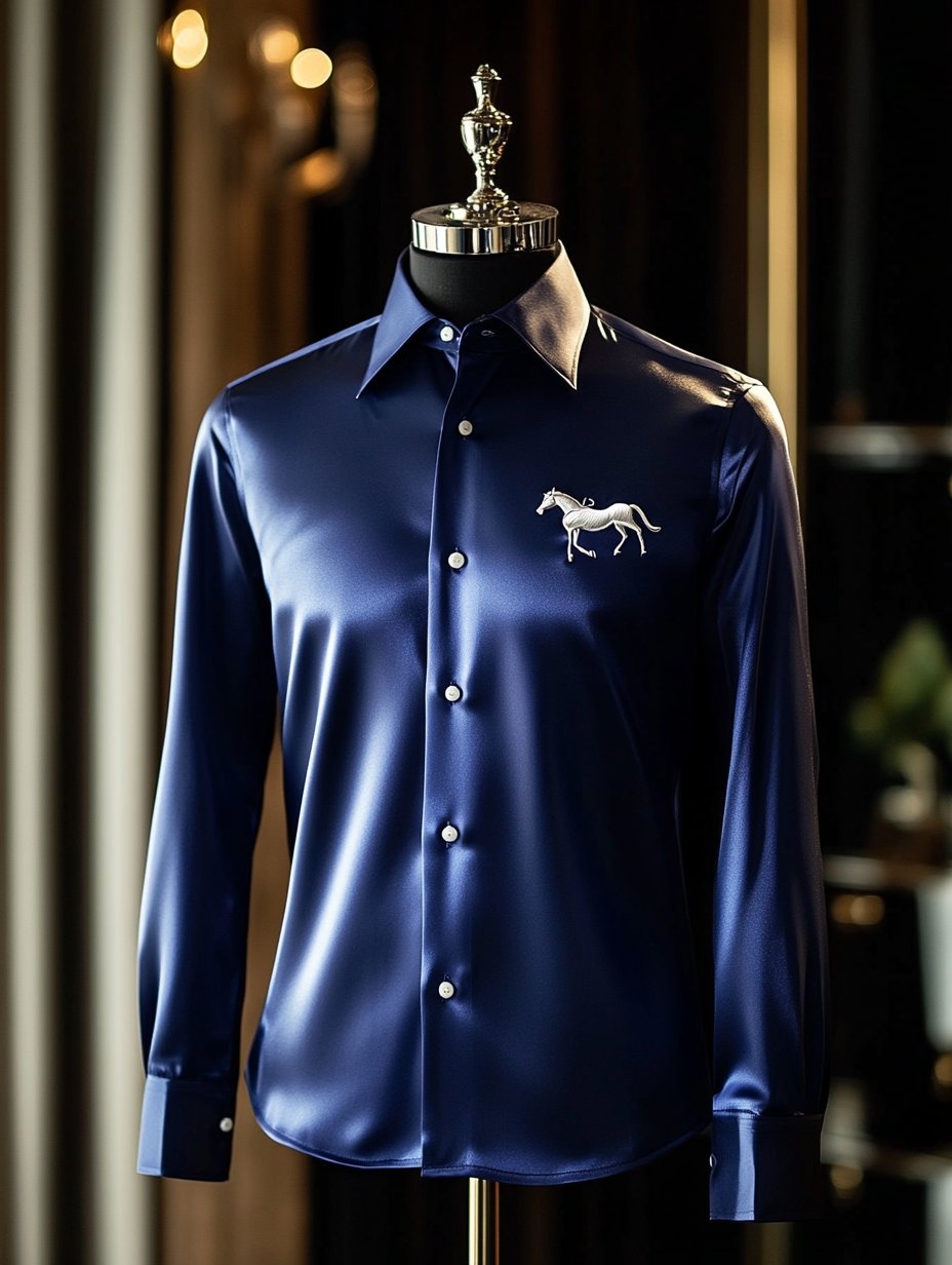 Camisa satén Wing de lujo ejecutivo de manga larga para hombre