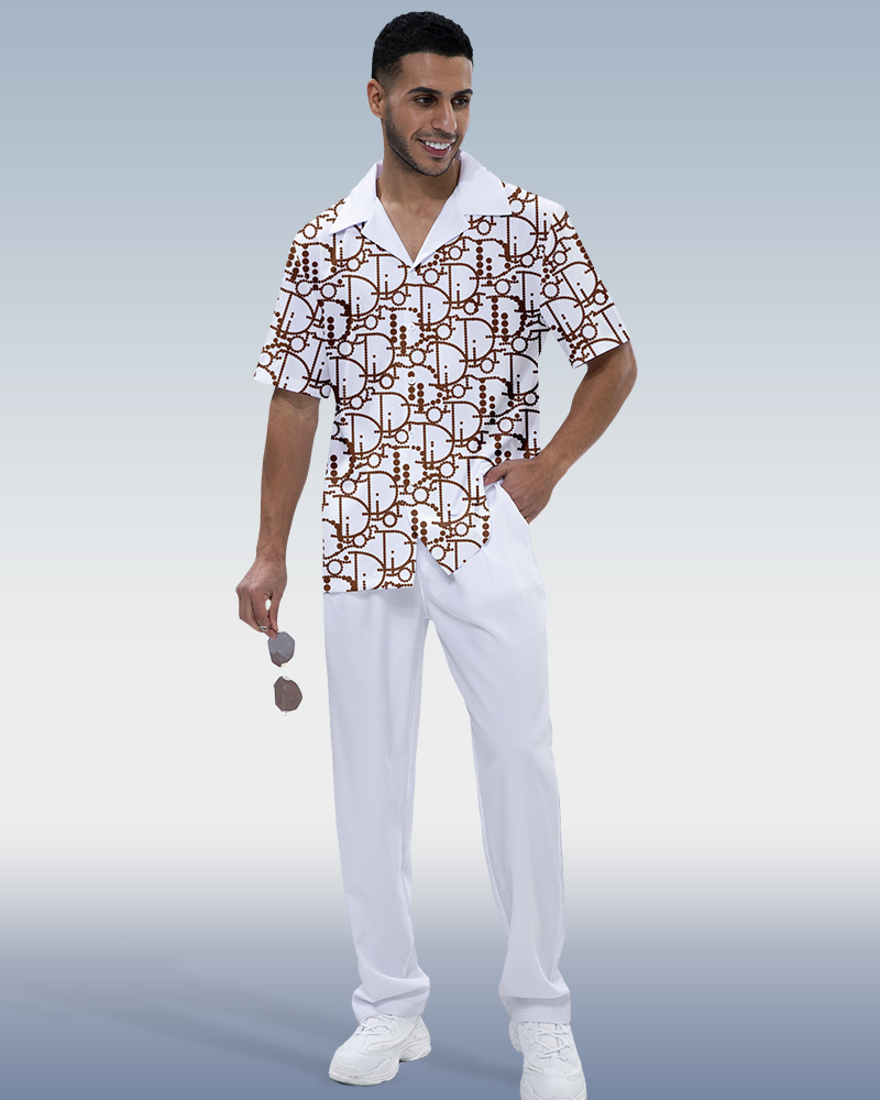 Rianmond de moda estampado de manga corta Walking Suit 228 para hombre