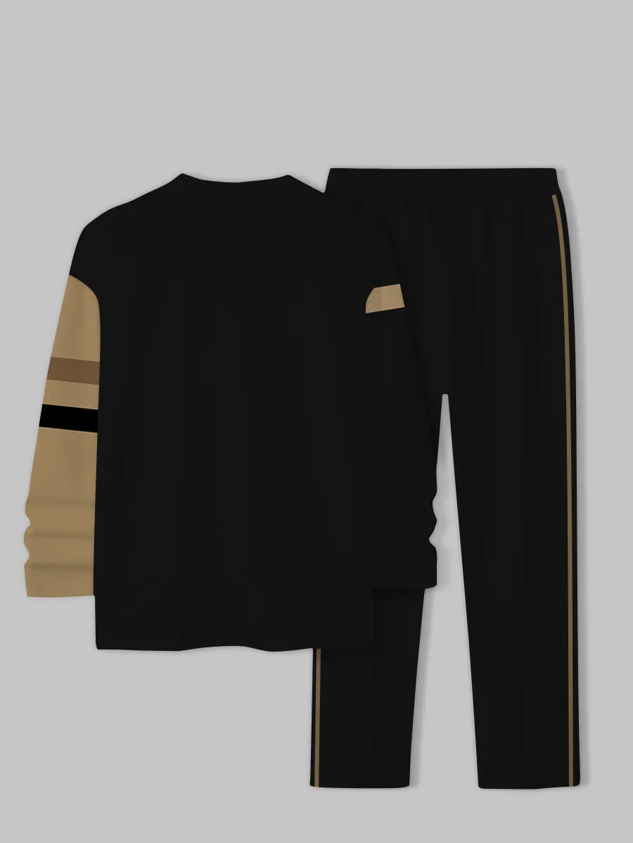 Simple Colorblock Round Neck casual Sports Set 0136 para hombre