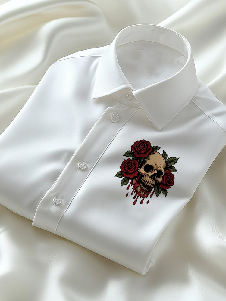 Camisa retro ejecutivo casual solapa de manga corta para hombre