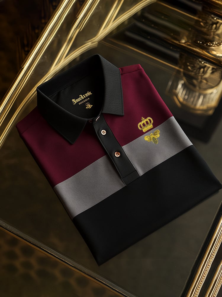 Camisa polo clásico ejecutivo Check Logo Button de manga corta para hombre