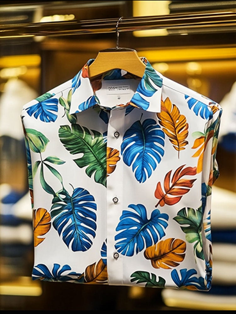 Camisa Beach Vacation floral de manga corta para hombre