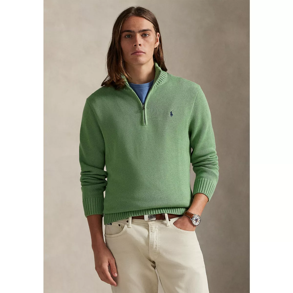 Cotton Quarter-Zip Sweater - 9