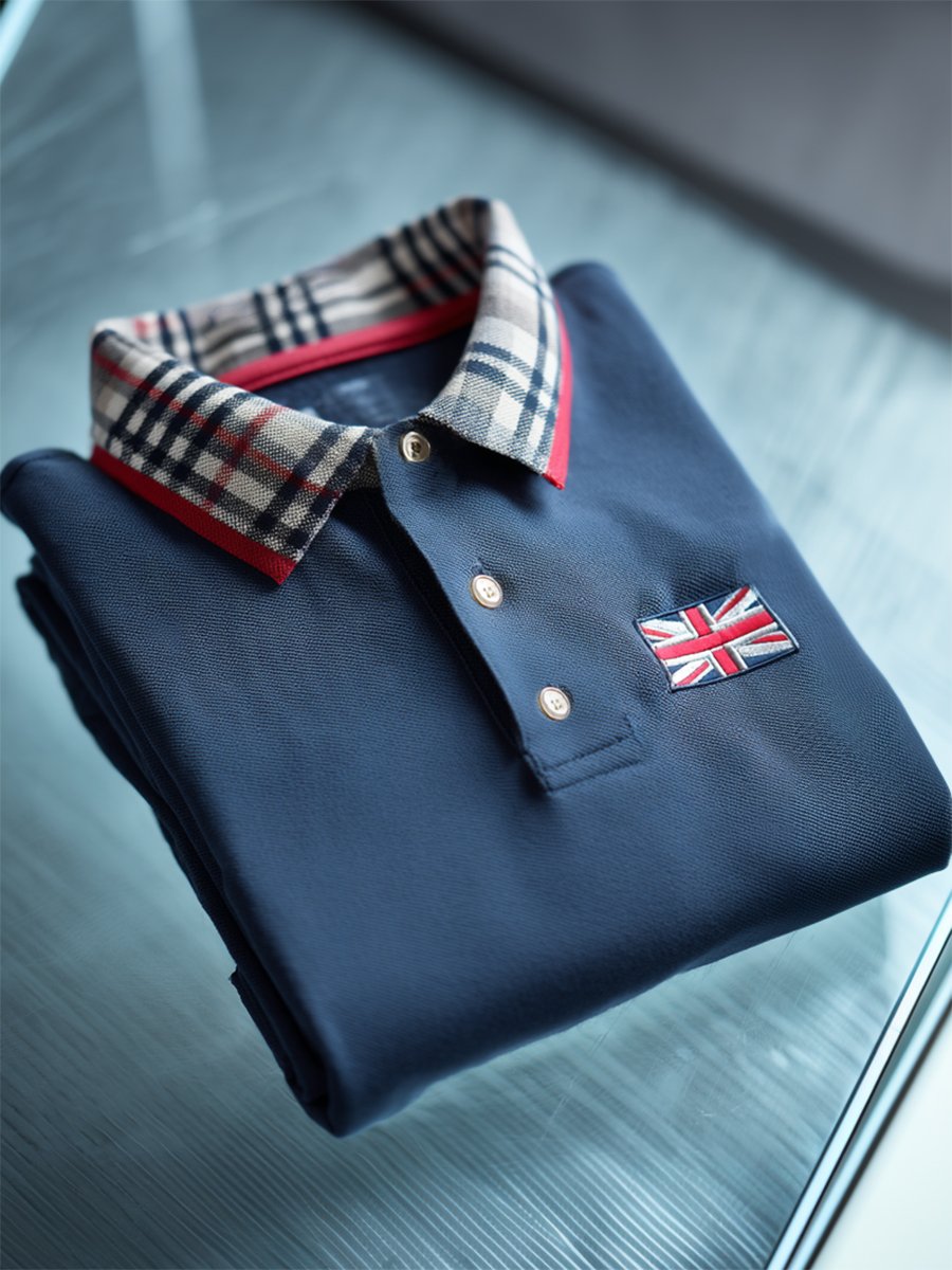 Camisa polo ejecutivo casual Union Jack Button de manga corta para hombre