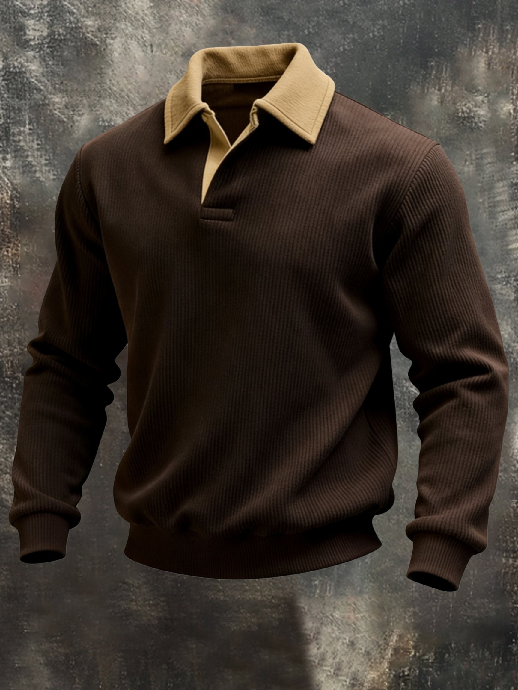 Sudadera vintage Color-Block Polo cuello para hombre