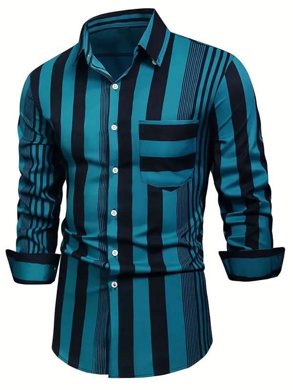 Camisa rayas estampado ejecutivo de manga larga para hombre