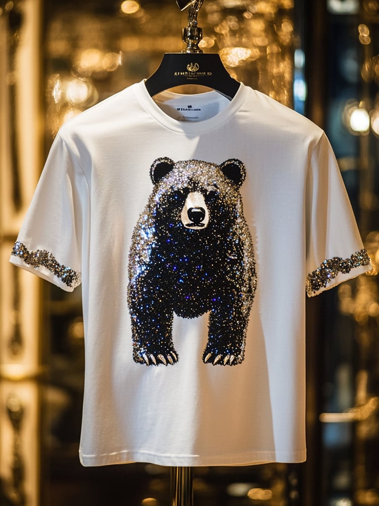 Camiseta Eagle Sequin ejecutivo estampado de manga corta para hombre