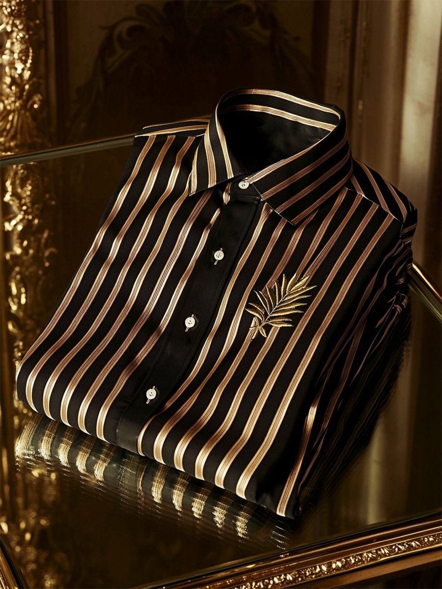 Camisa satén Luxe de manga larga con botones para hombre