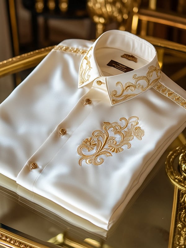 Camisa seda de lujo ejecutivo de manga larga para hombre