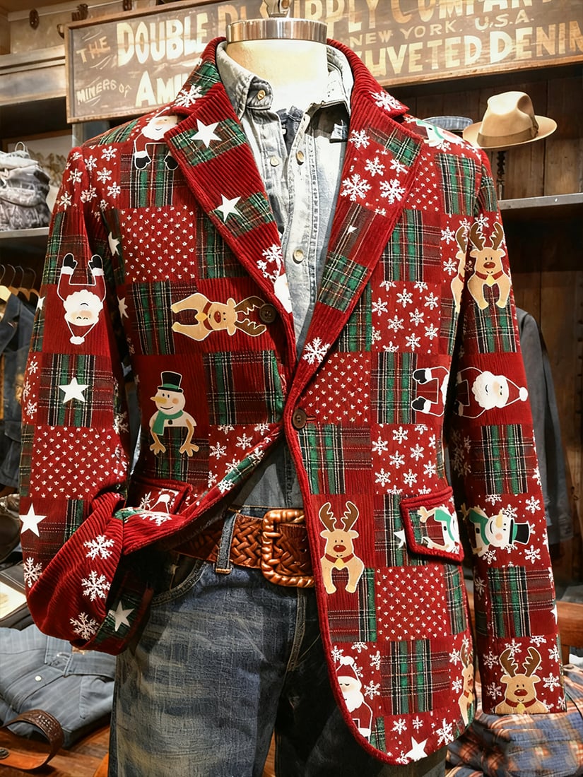 Saco vintage casual Christmas Party pana para hombre