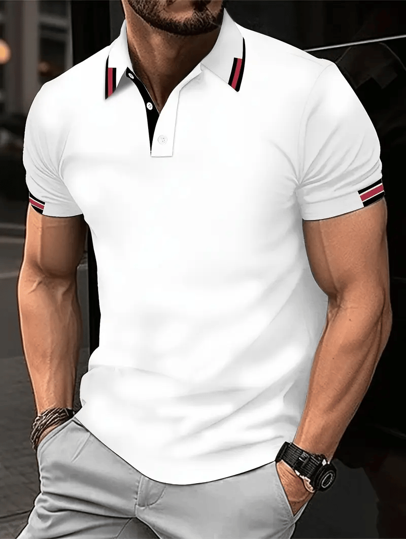 Camisa polo clásico ejecutivo Logo Button de manga corta para hombre