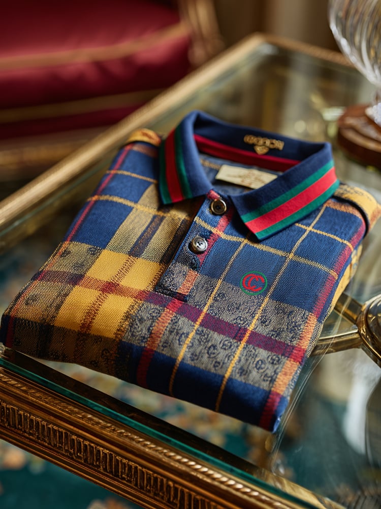 Camisa polo retro ejecutivo estampado de manga larga para hombre