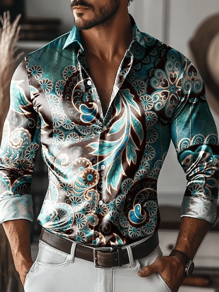 Camisa vintage de manga larga para hombre
