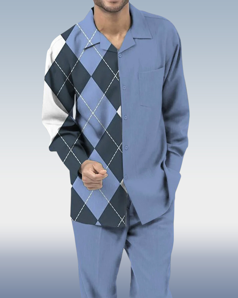 Personalized en bloques de color estampado de manga larga Walking Suit