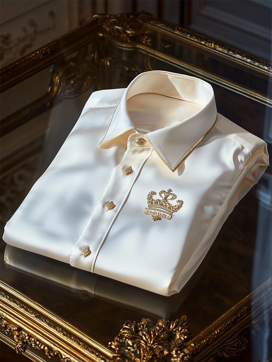 Camisa satén Luxe de manga larga con botones para hombre