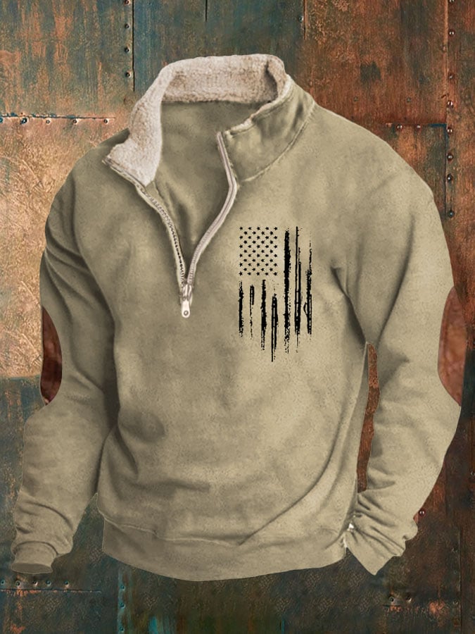 Sudadera vintage Flag estampado para hombre