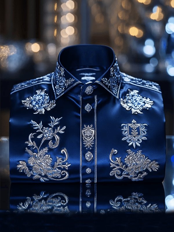 Camisa satén Luxe de manga larga con botones para hombre