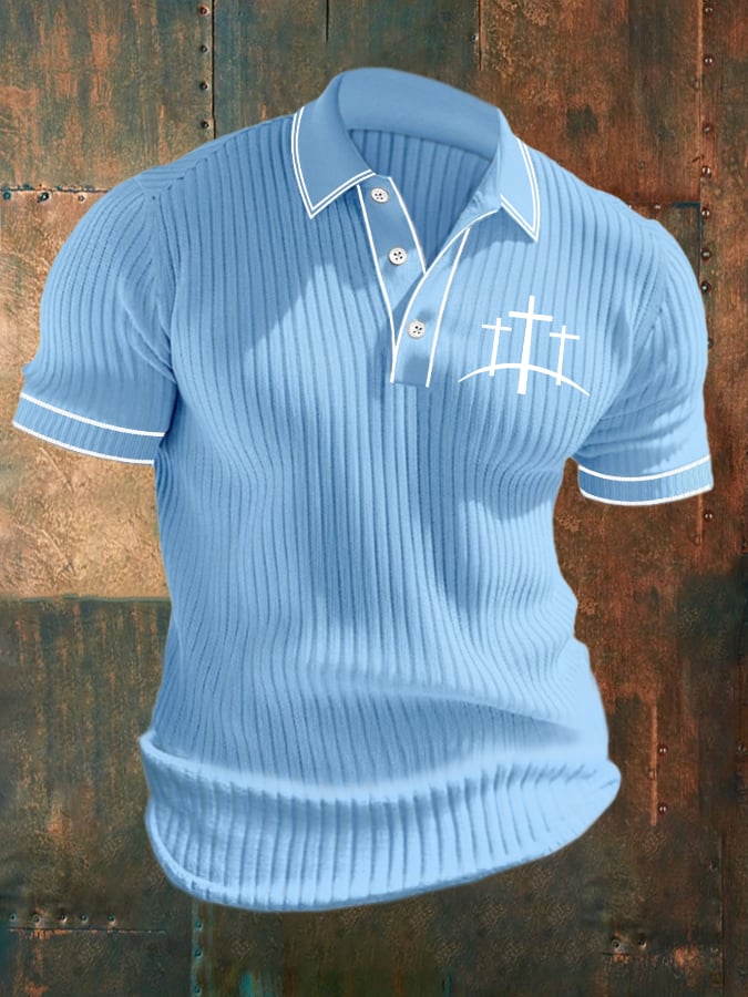 Casual Contrast Color Faith tejidoted jacquard Polo para hombre