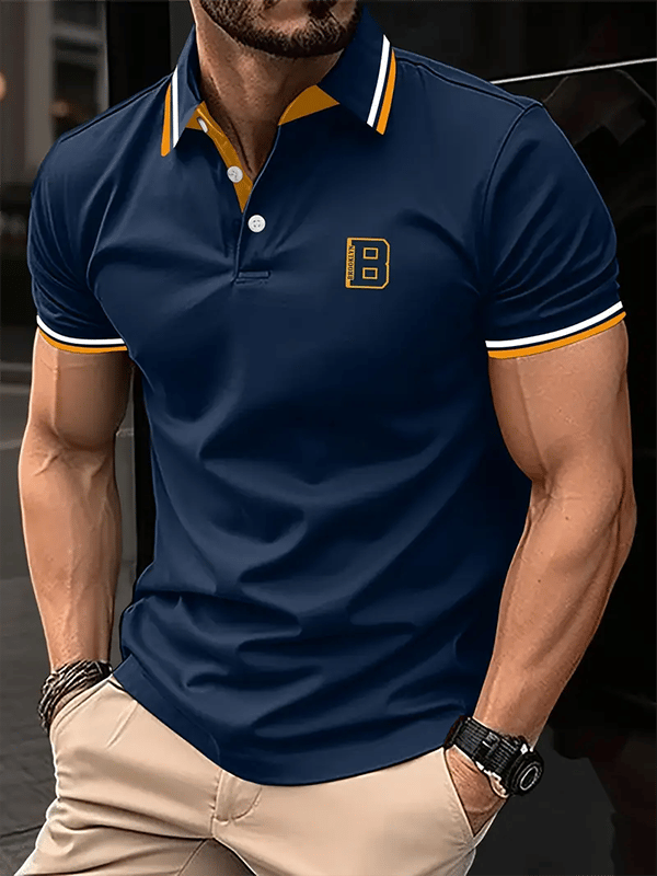 Camisa polo ejecutivo Logo con botones de manga corta para hombre