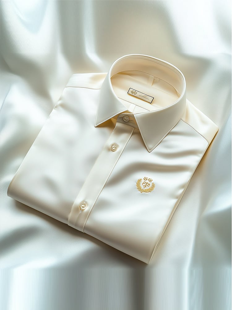 Camisa Beige ejecutivo casual solapa Logo de manga corta para hombre