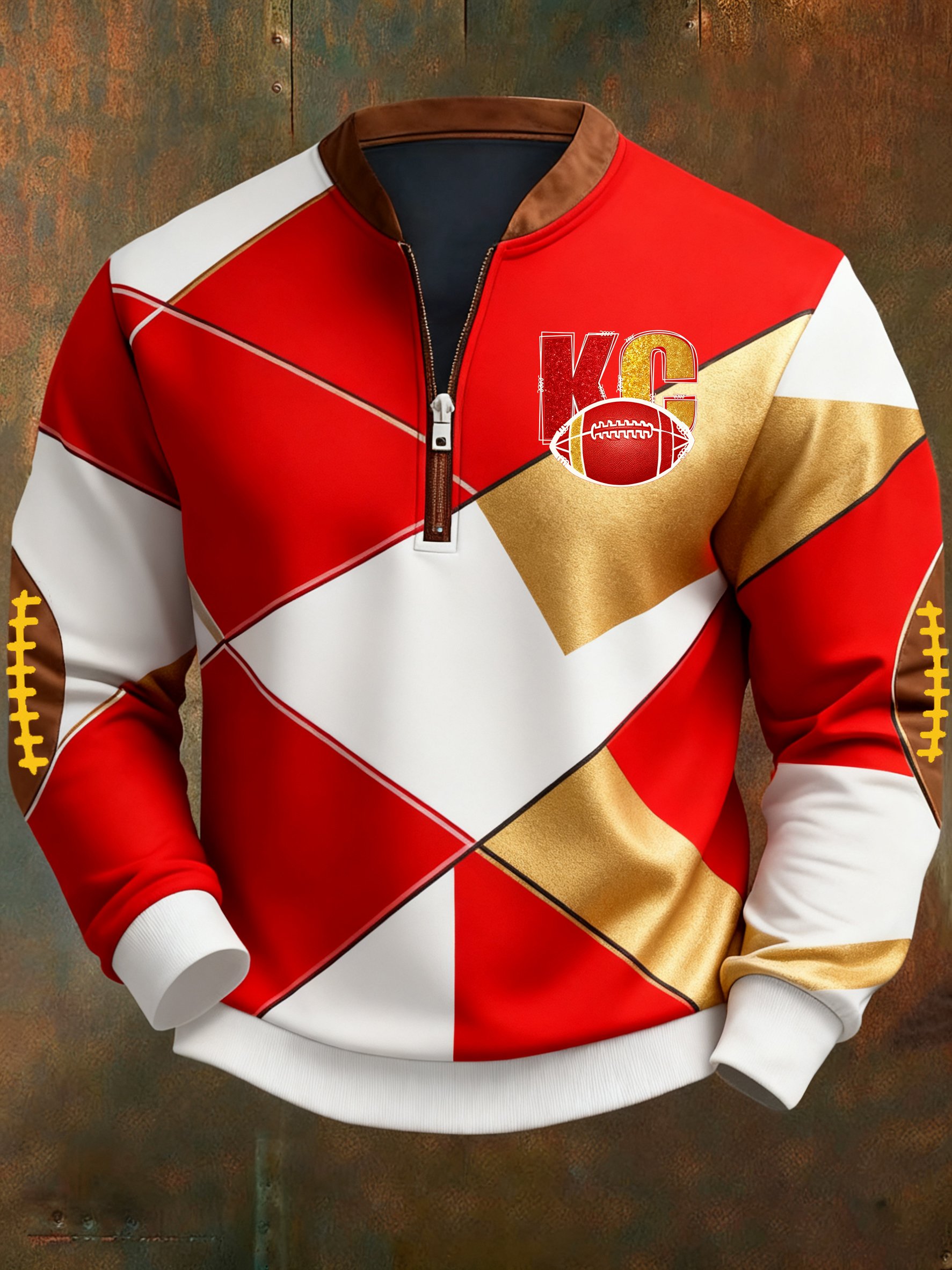 Sudadera Football geométrico en bloques de color estampado para hombre