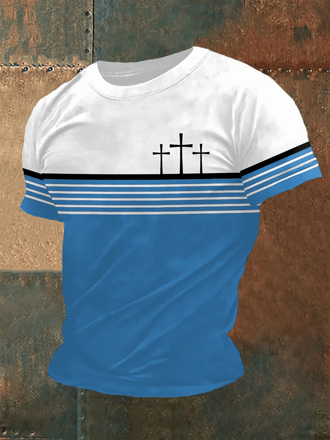 Camiseta vintage Faith Cross estampado para hombre