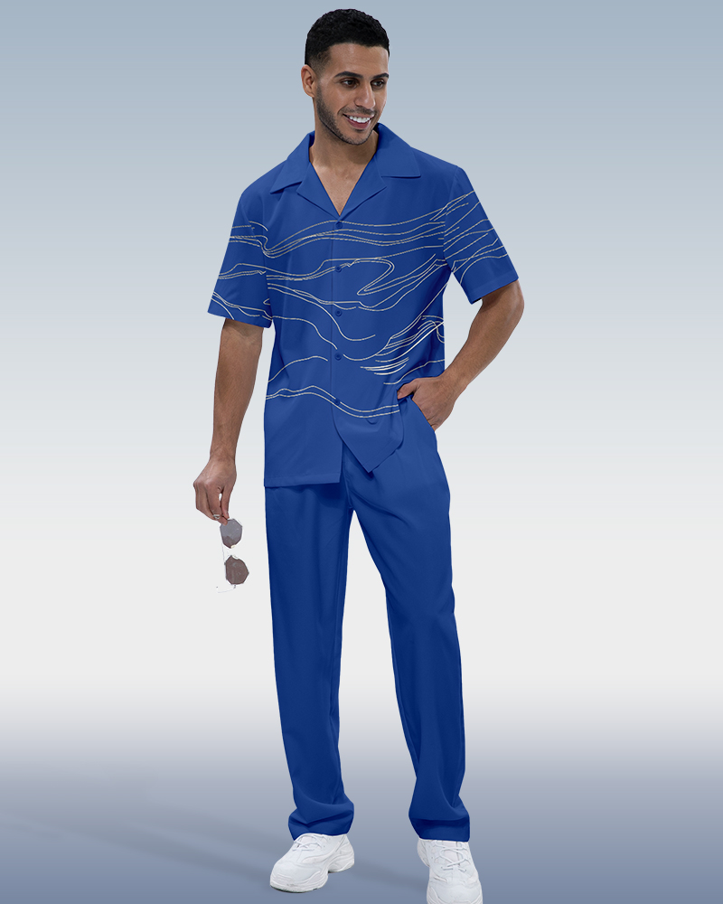 Rianmond Art estampado Two-Piece de manga corta Walking Suit 582 para hombre