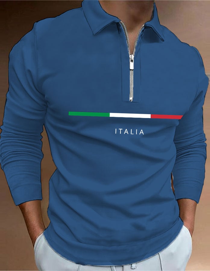Camisa polo "Italy" estampado con cierre para hombre