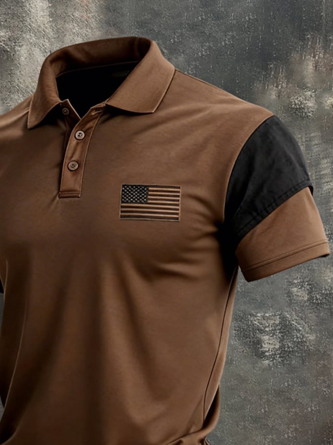 Camiseta retro Color-Block "Patriot" Polo para hombre