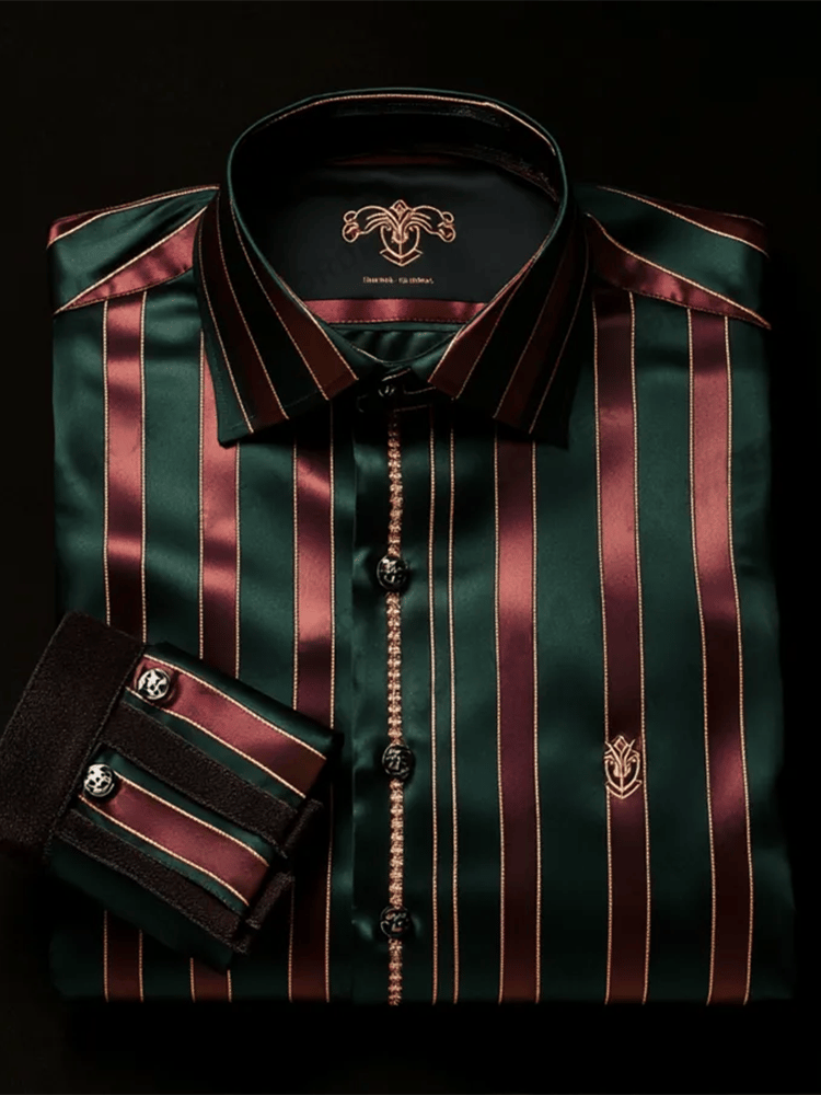Camisa satén Luxe estampado de manga corta Button para hombre