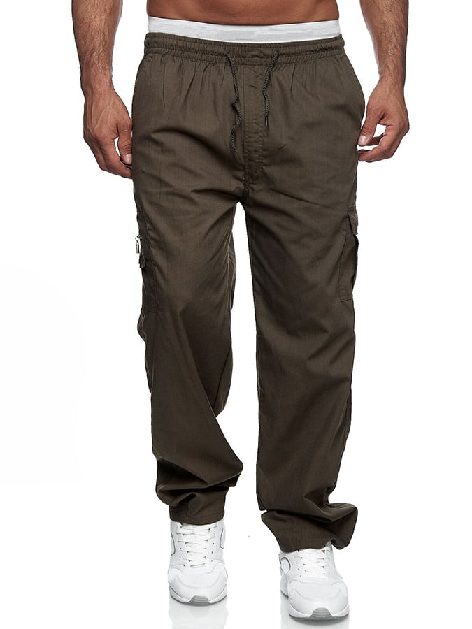 Pantalón Fitness Multi bolsillo holgado Straight Cargo casual