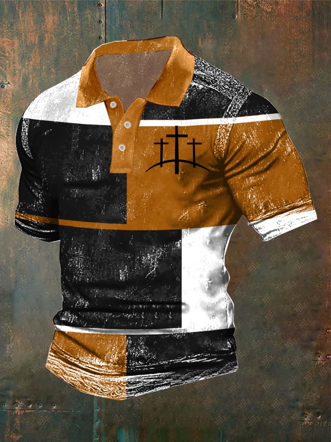 Casual retro Contrast Color Faith Polo para hombre