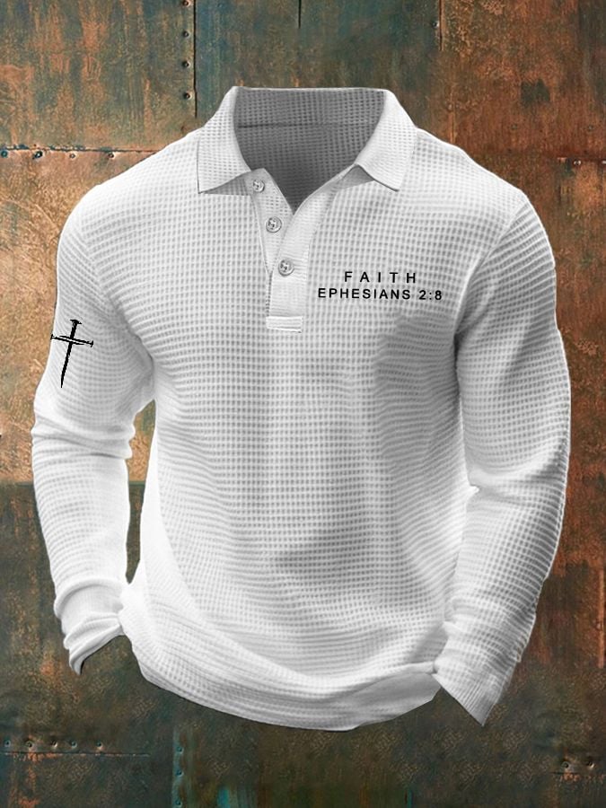 Camisa Faith estampado Waffle casual para hombre