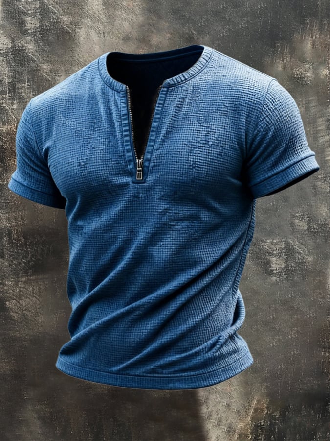 Camiseta retro cierre Waffle para hombre