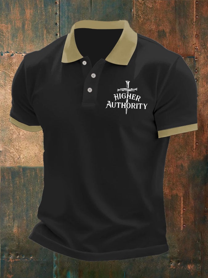 Camisa polo Higher Authority Cross Nails estampado casual para hombre